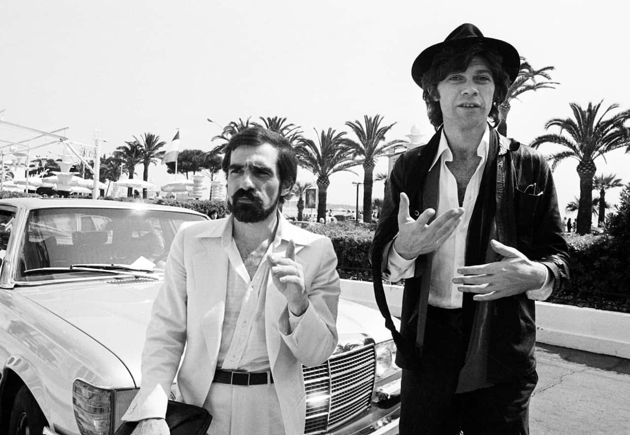 Martin Scorsese (left) and Robbie Robertson (right) in the 1970s