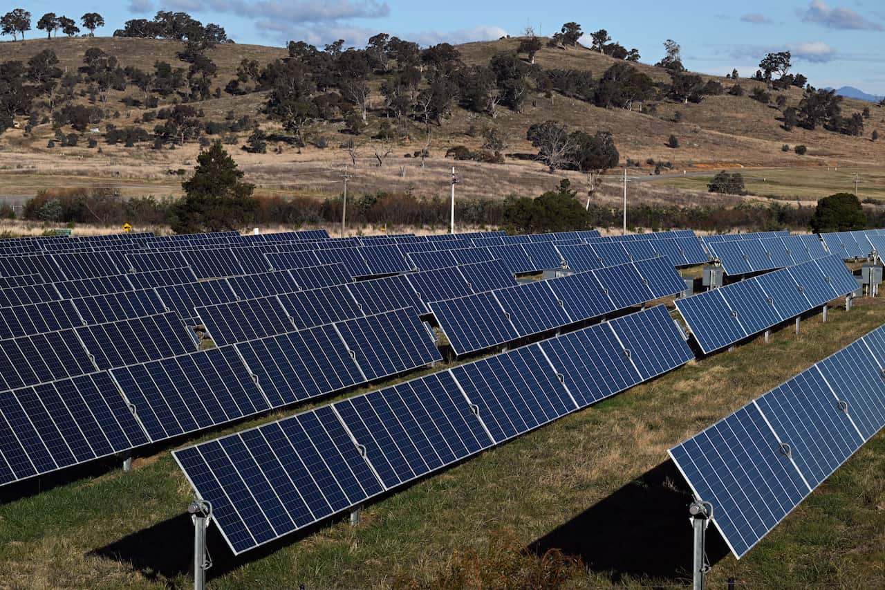 Solar panels in a rural setting