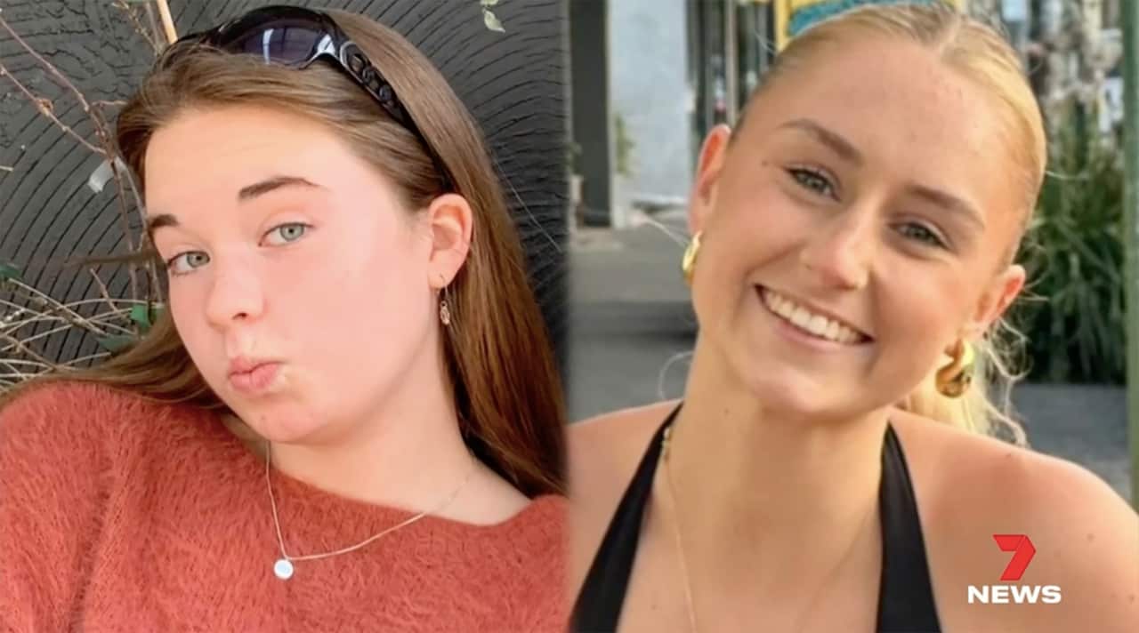 A composite image of two teenage girls 