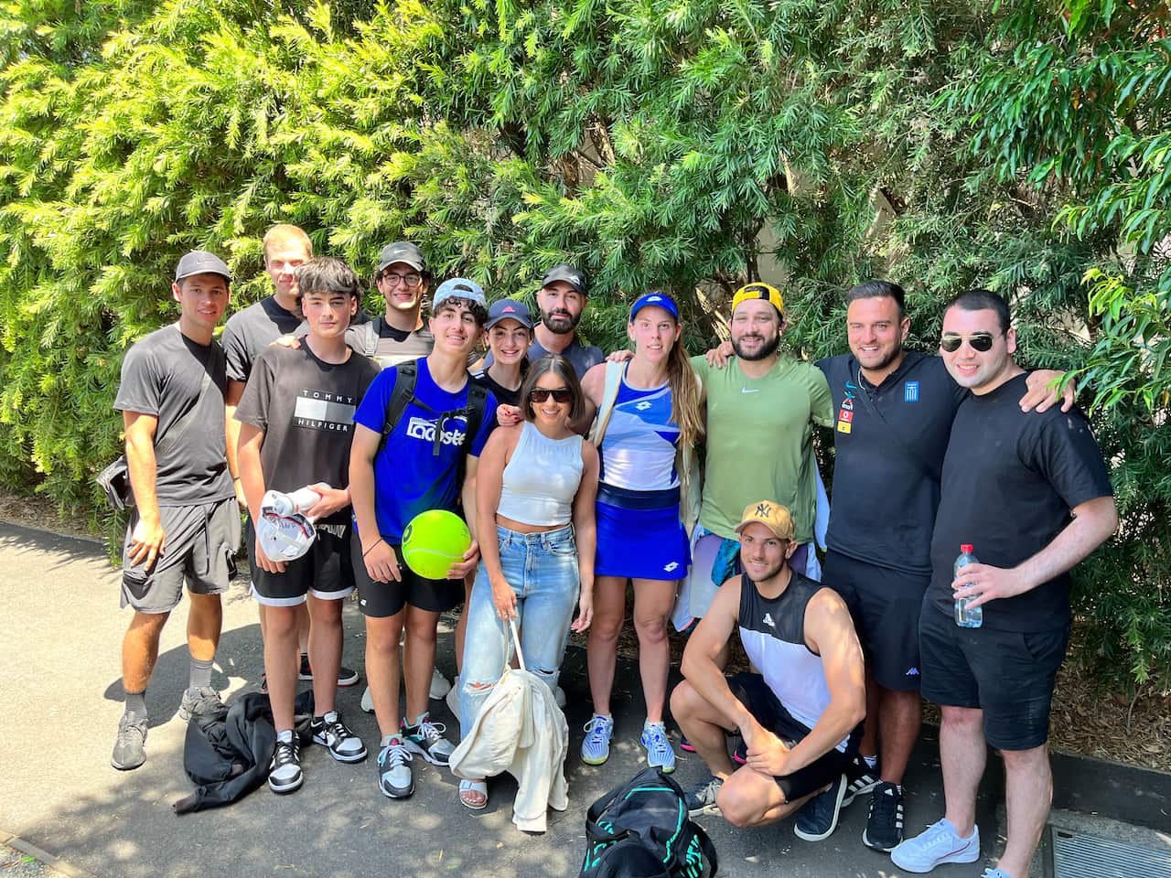 Despina Papamichail with some of her Greek-Australian supporters, Australian Open 2023, Melbourne / SBS Greek / Panos Apostolou 