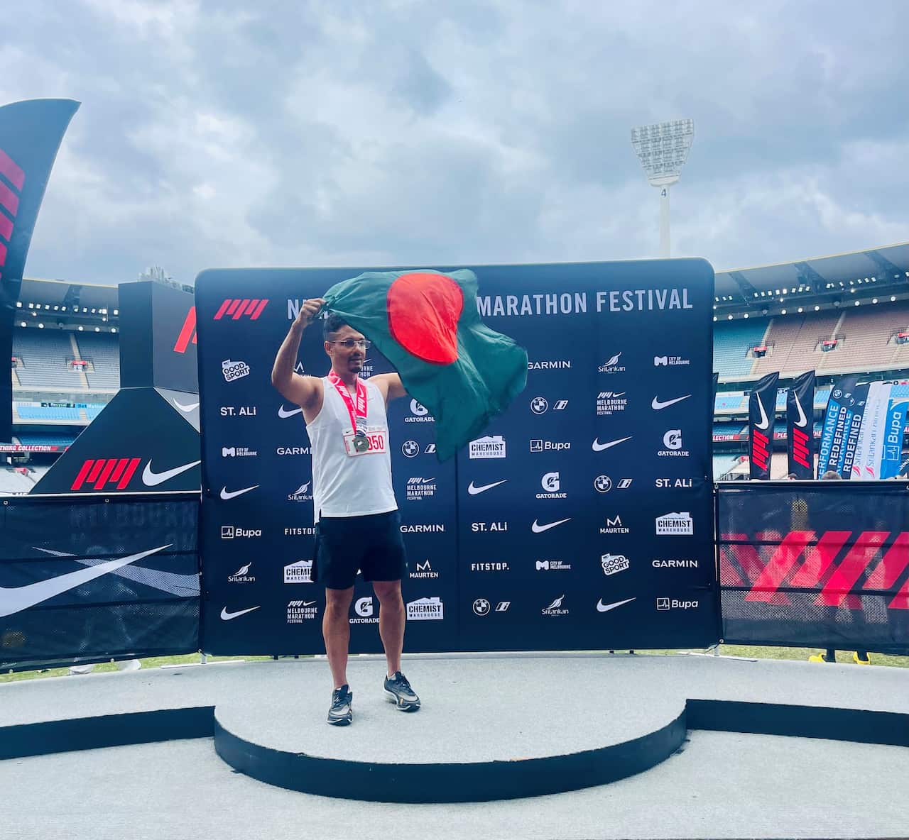 Pavel Siddiquee after Melbourne marathon race 2023