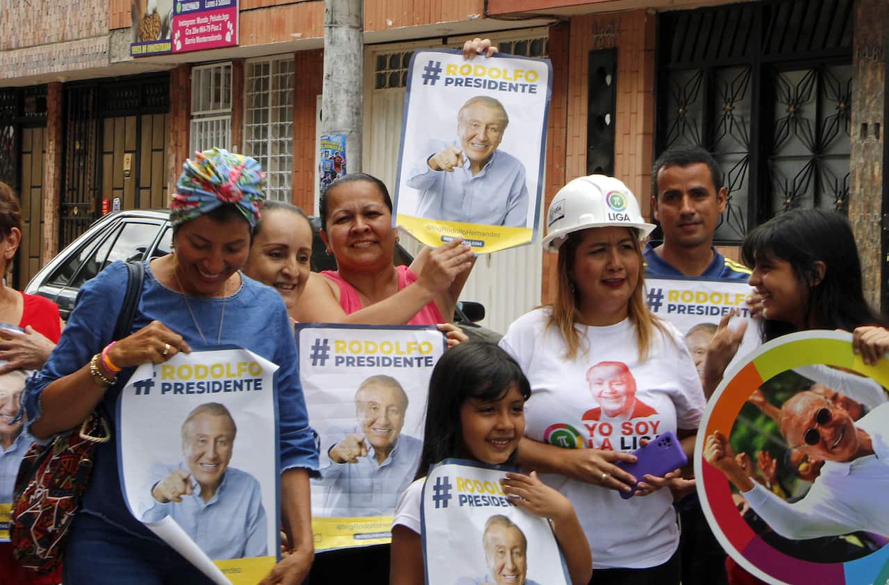 Supporters of presidential candidate Rodolfo Hernandez, a right-leaning independent populist. 