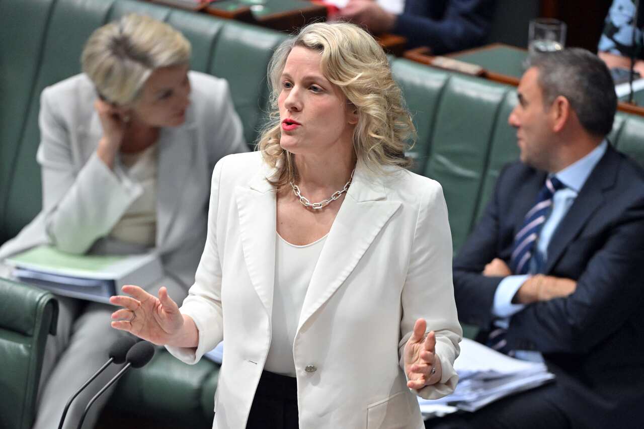 Home affairs and cyber security minister Clare O’Neil addressing parliament.