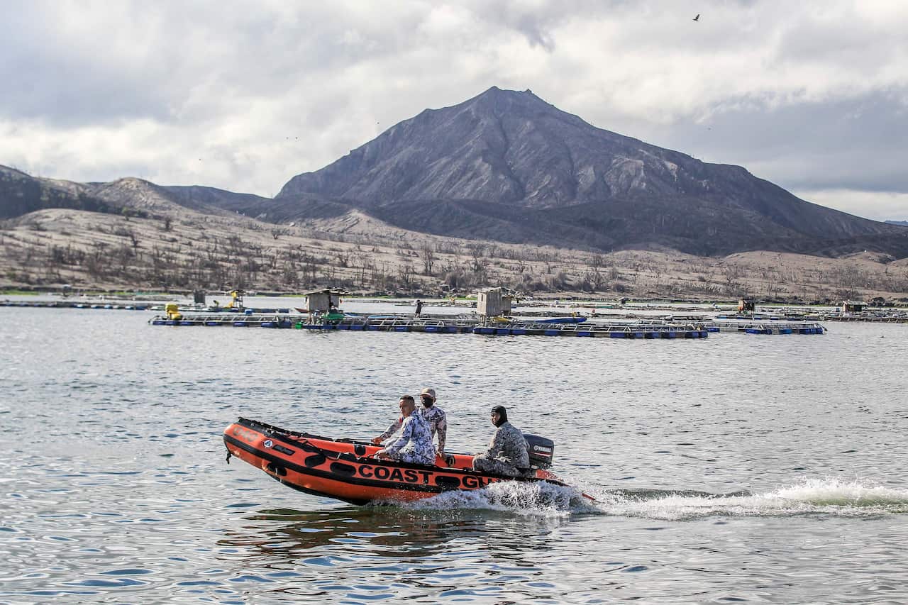A photo taken on 8 July, 2021 shows surrounding views near Taal volcano island in Batangas Province, the Philippines.