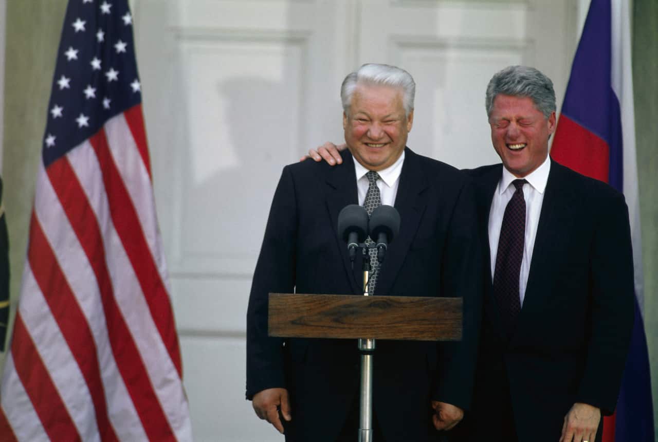 Boris Yeltsin and Bill Clinton 