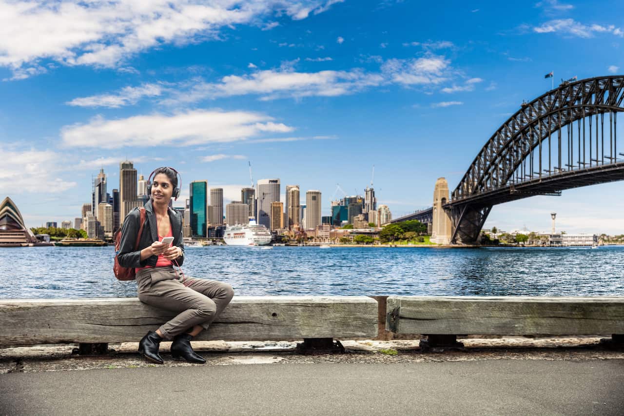 Indian woman in the city of Sydney downtown