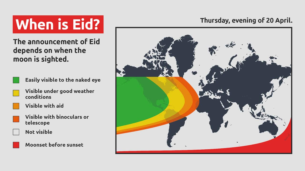 A world map chart with a spectrum of colours projected over it and a key. 