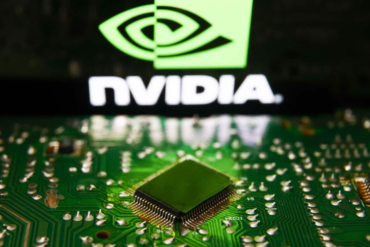 A microchip with NVIDIA logo.
