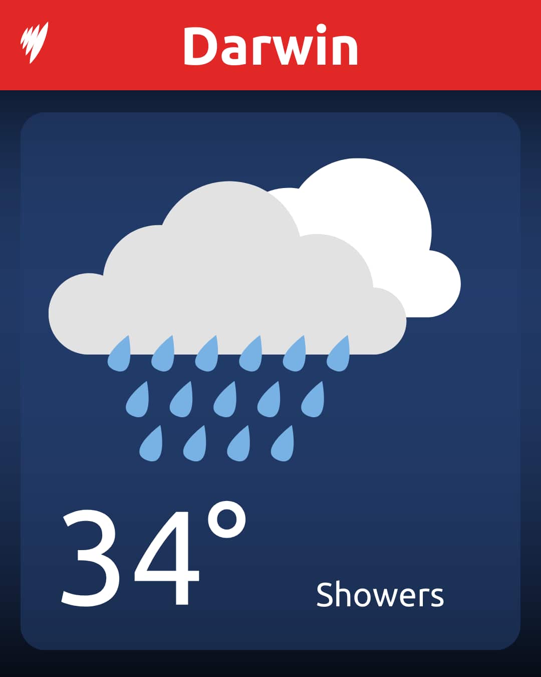 A graphic showing the weather forecast for Darwin