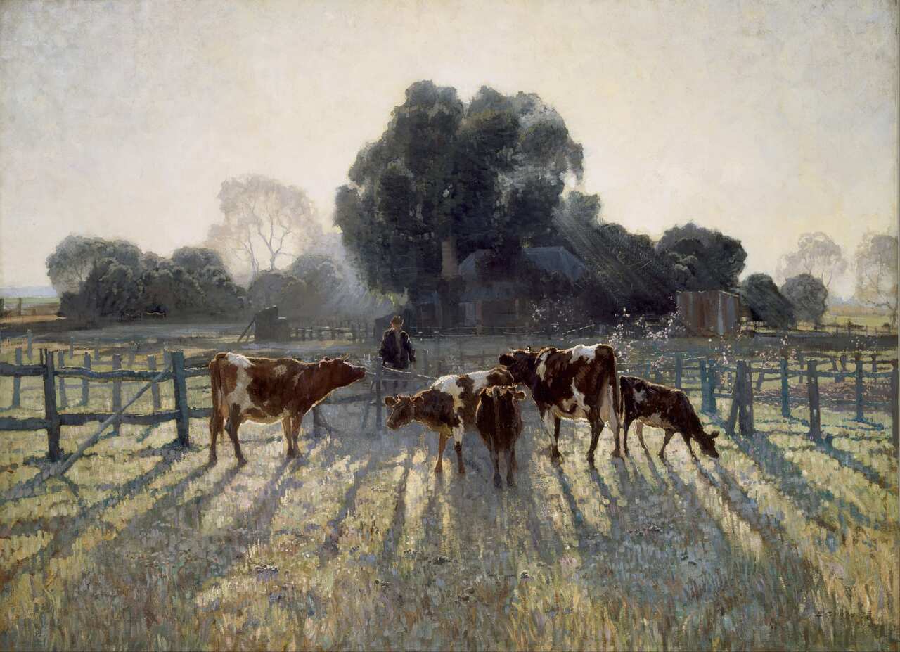 Australian artist Elioth Gruner's 'Spring Frost', a 1919 painting   