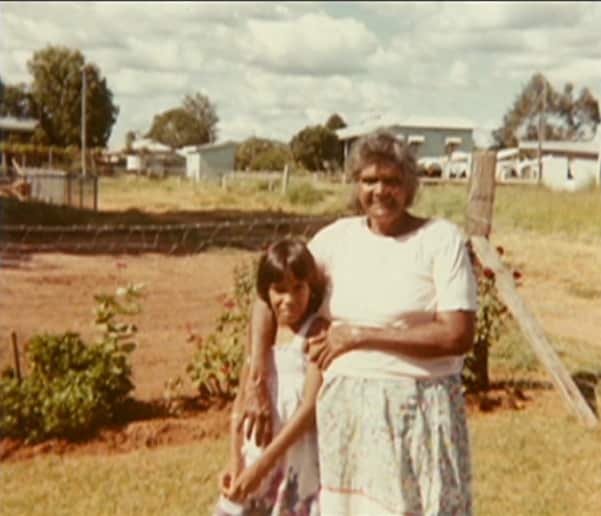 Cathy Freeman posing for a photo with her grandmother