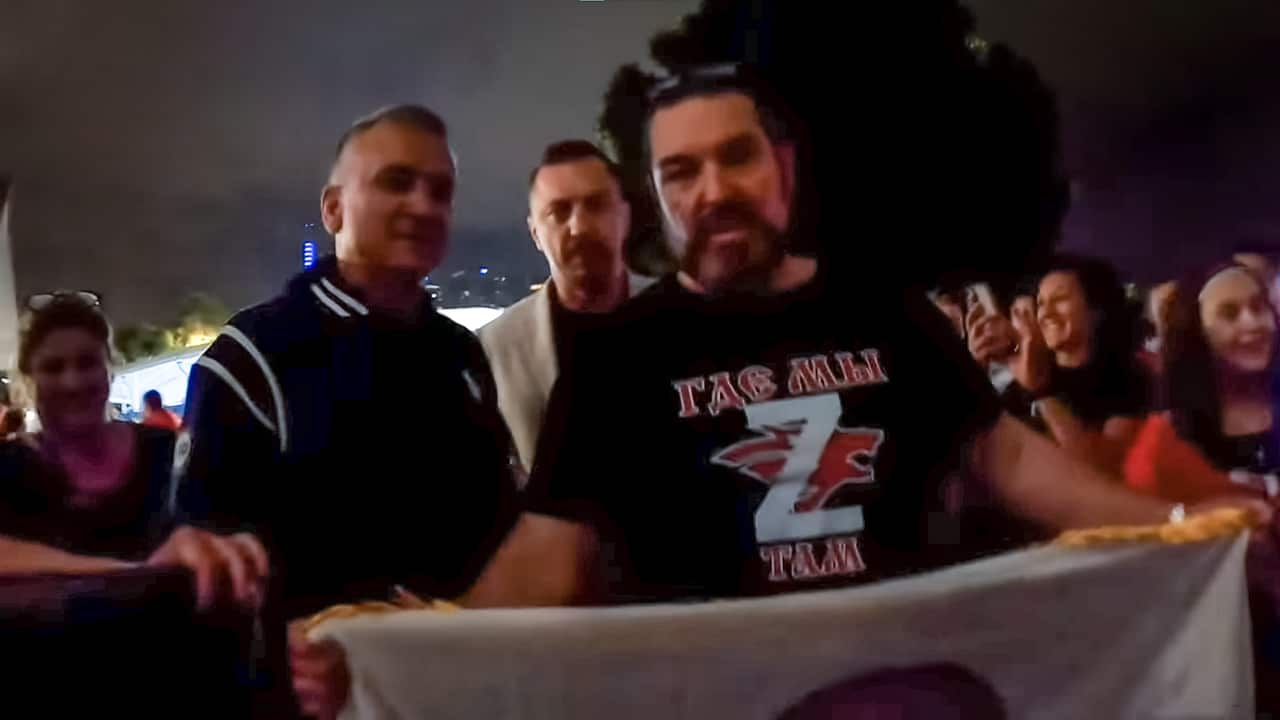 Srdjan Djokovic was filmed with pro-Russian supporters after watching his son play at the Australian Open