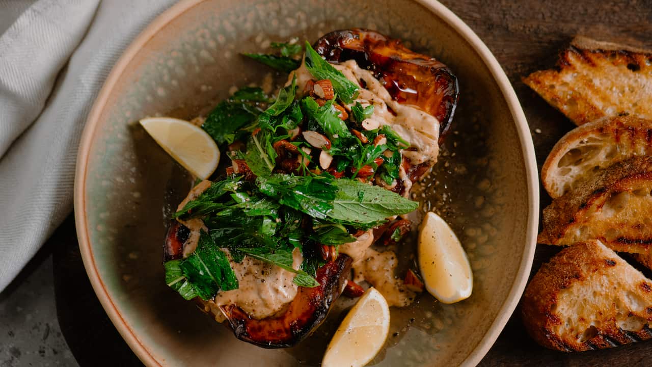 Roast pumpkin with whipped tahini