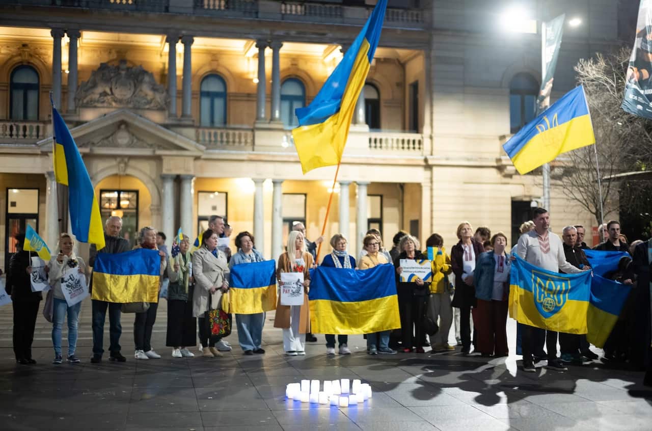 The 35th anniversary of Ukraine's Independence. Sydney, Circular Quay Rally.
