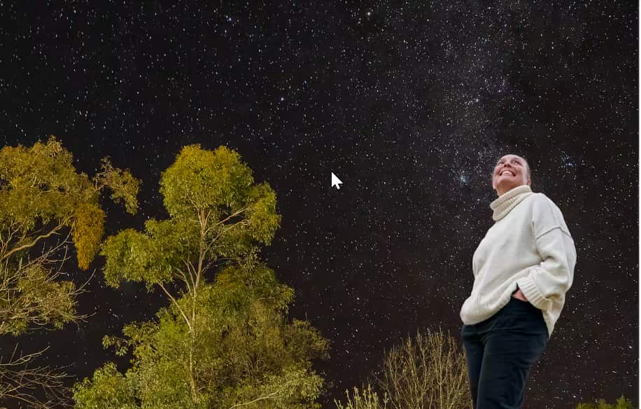 In the Riverina village of Rankins Springs in NSW, Marnie Ogg appreciates the dark night sky above..png