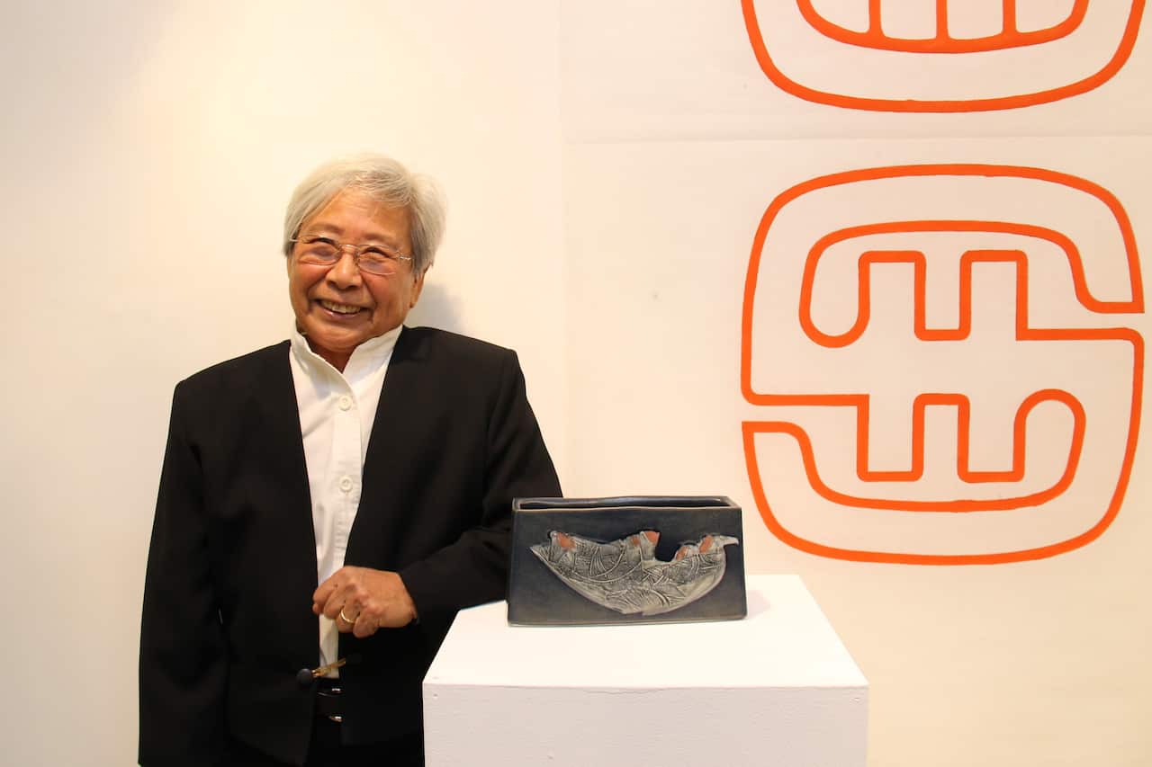 Hiroe Swen at her 2018 solo exhibition, by Kazuko Sakamoto.JPG