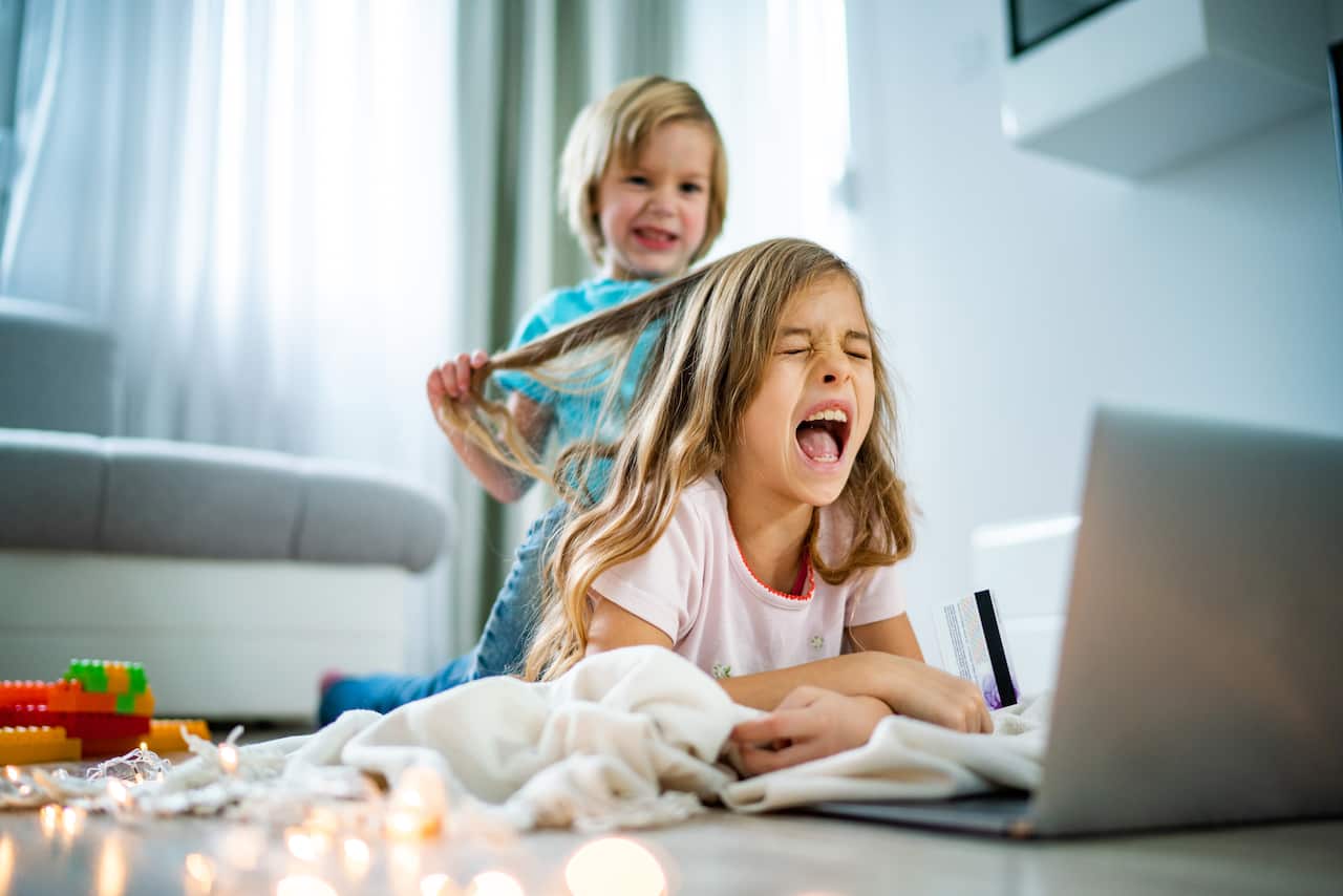 Brother and sister fight