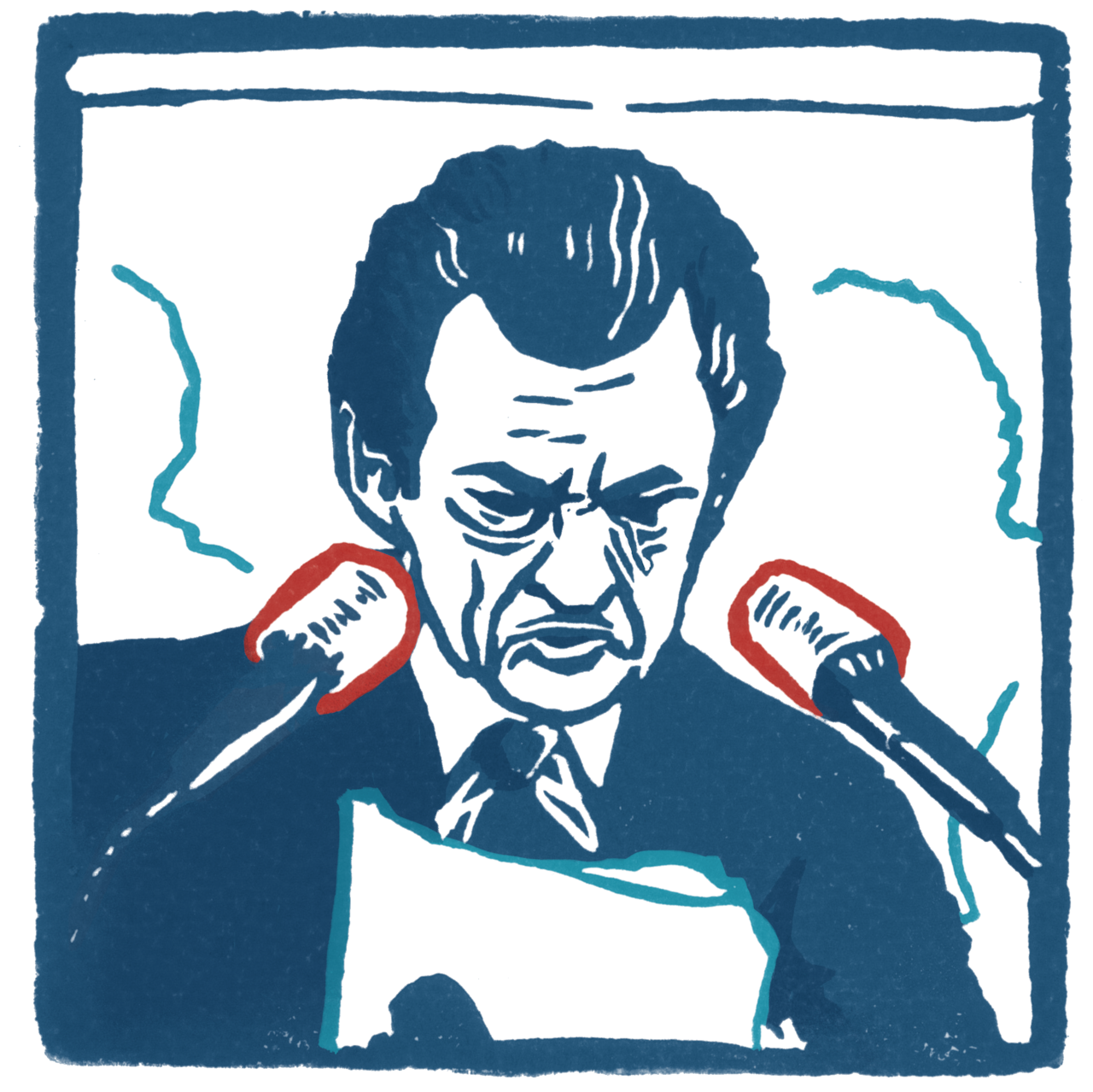 A printed illustration depicting former prime minister Bob Hawke