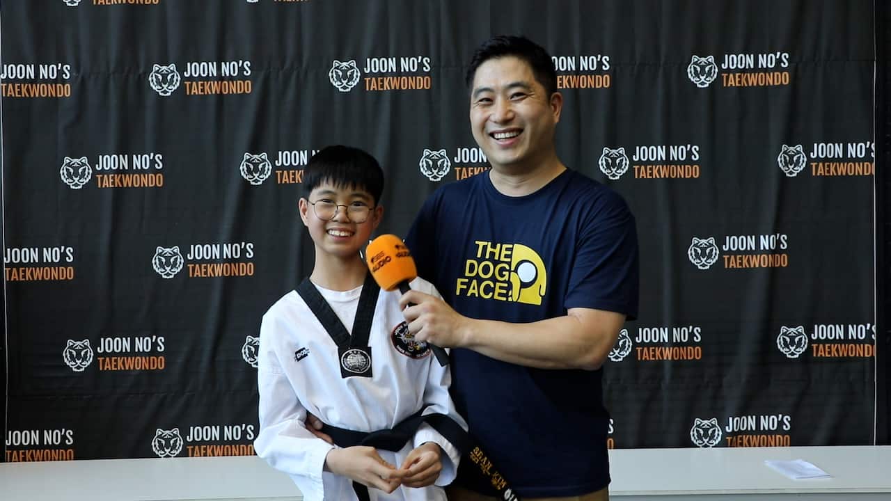 Seam Kim and Sean's father Mark Kim. Credit: SBS Korean

