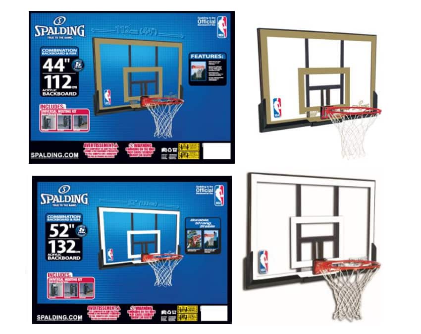 Russell Corp acrylic basketball backboard and mounting bracket sets