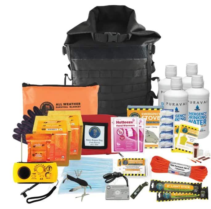 A commercial photo of a bug-out bag.