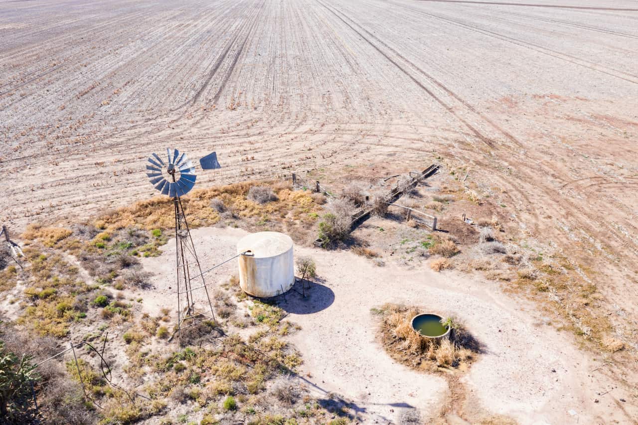 Aerial view of a Windmill out in the country