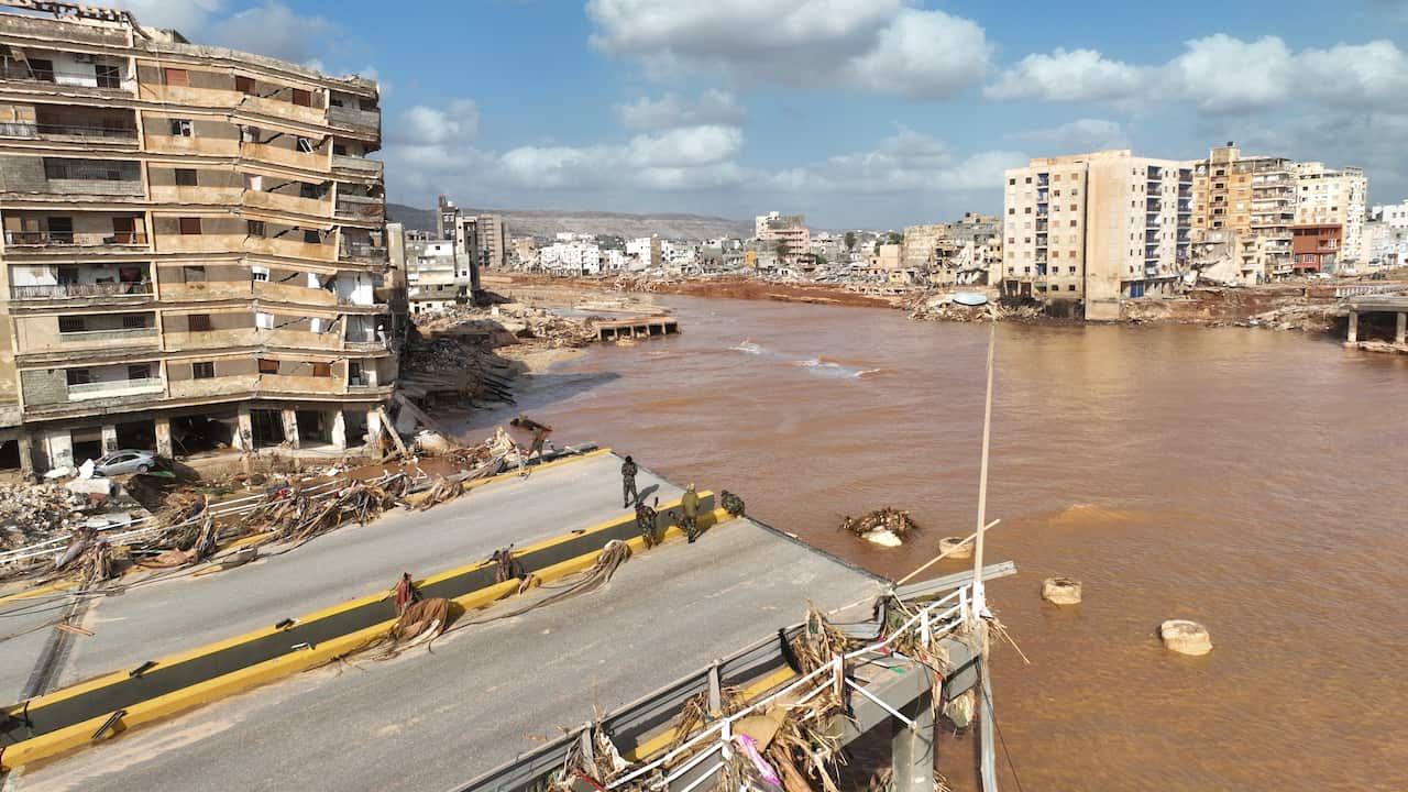 Floodwaters from Mediterranean storm Daniel in Libya