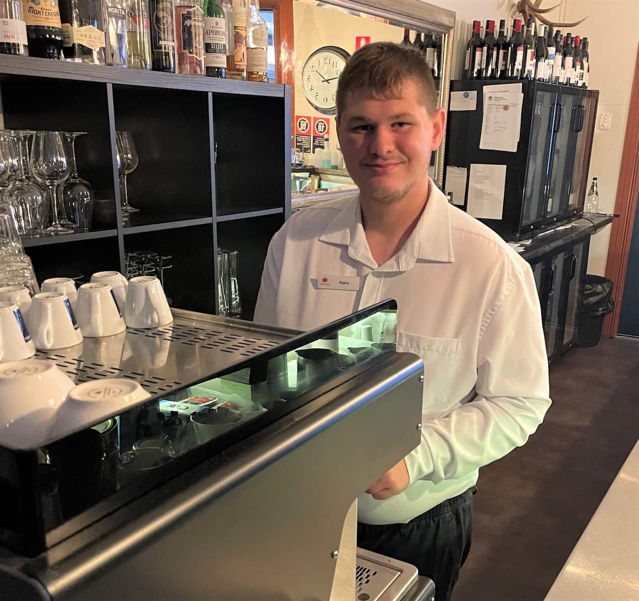 Harry making coffee at Hotel Etico