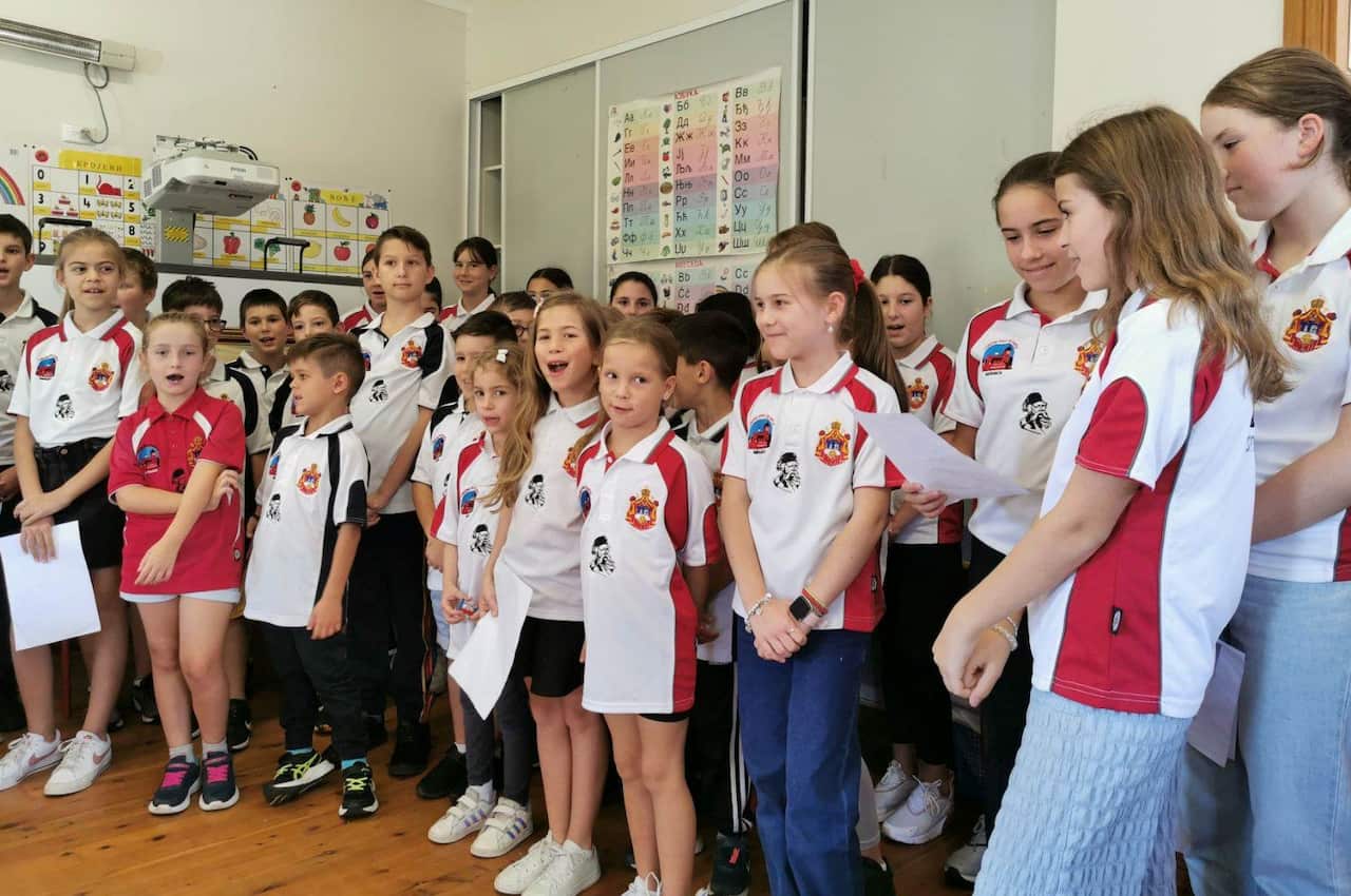Students of the Serbian language school Vuk Karadzic in Cabramatta, Sydney, NSW, 2023