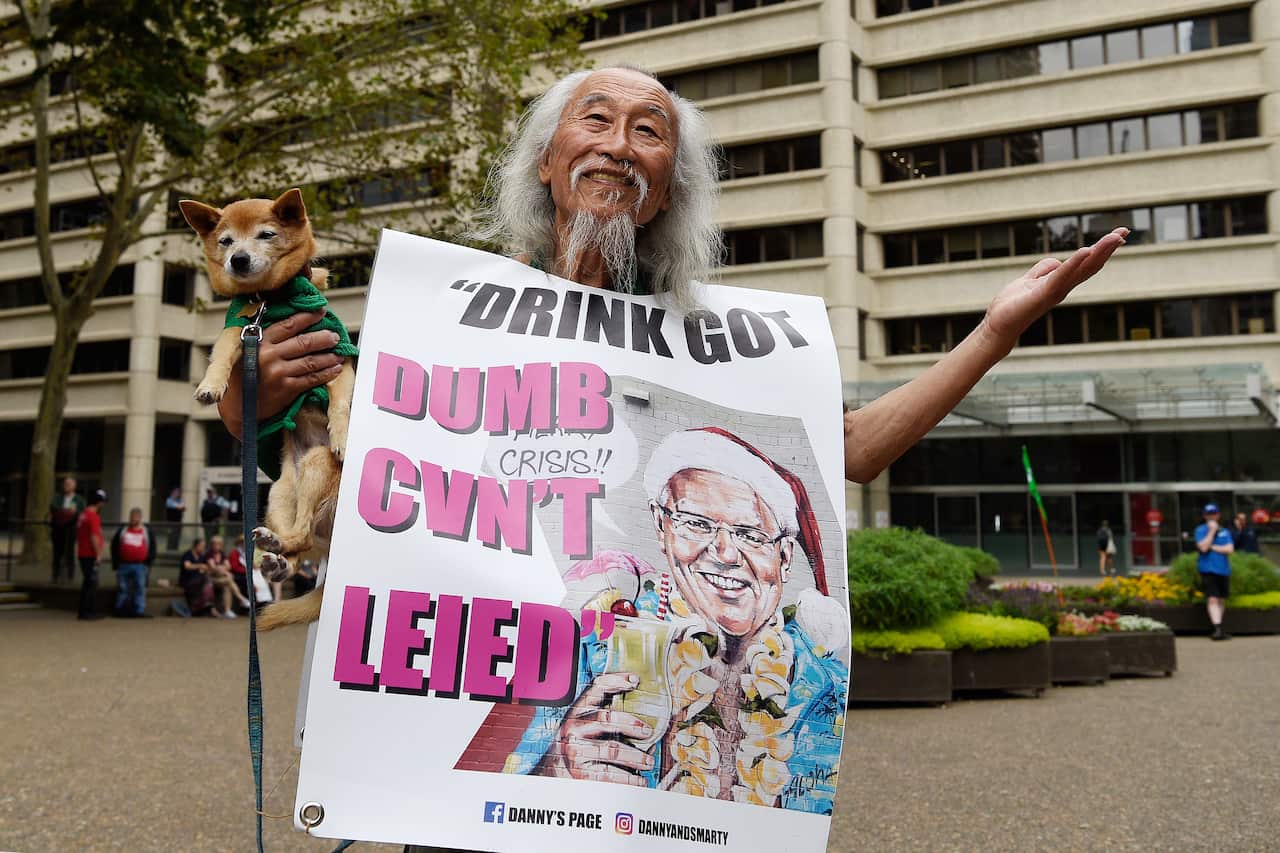 新州選舉候選人Danny Lim之前參與在雪梨舉行的氣候危機全國行動日。（攝於2020年2月22日）