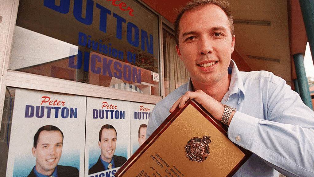 Photographs of Peter Dutton campaigning in front of shops, on the street and in his electoral office as the Liberal candidate for Dickon, Queensland in 2001.