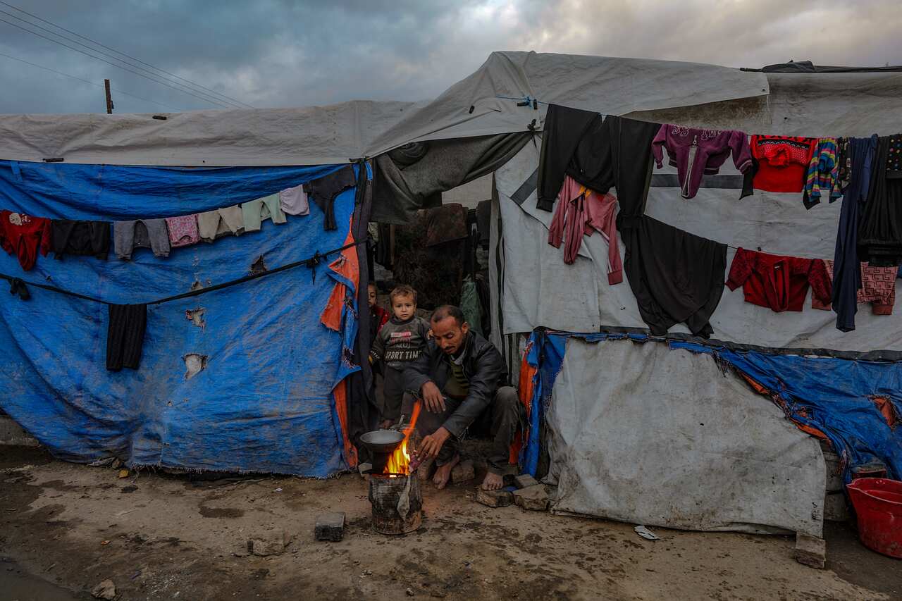 Internally displaced Palestinians in Deir Al Balah, Gaza Strip