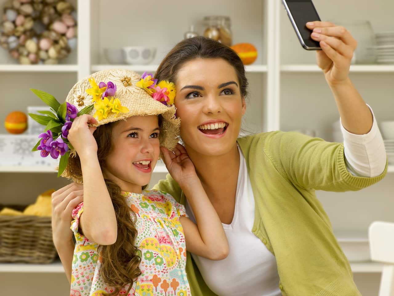 Australia Explained - Easter -  mother and child with Easter bonnet