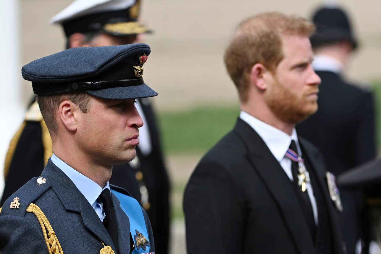 Princes William and Harry at the funeral of Queen Elizabeth II