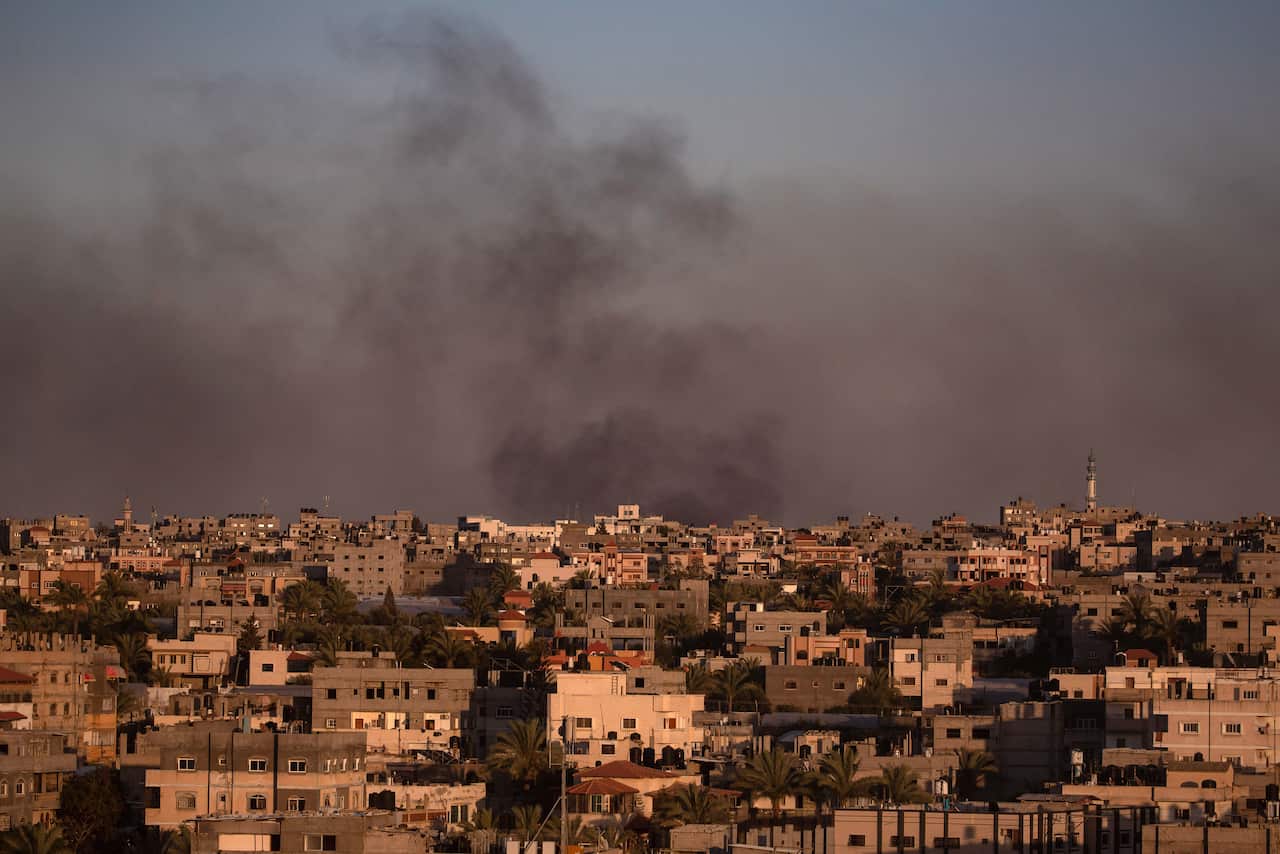 Smoke rises above Gaza