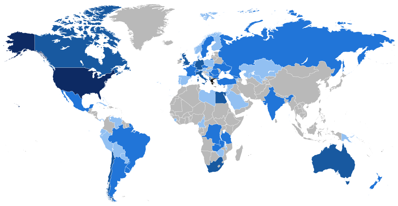 Map of the Greek Diaspora in the World.
