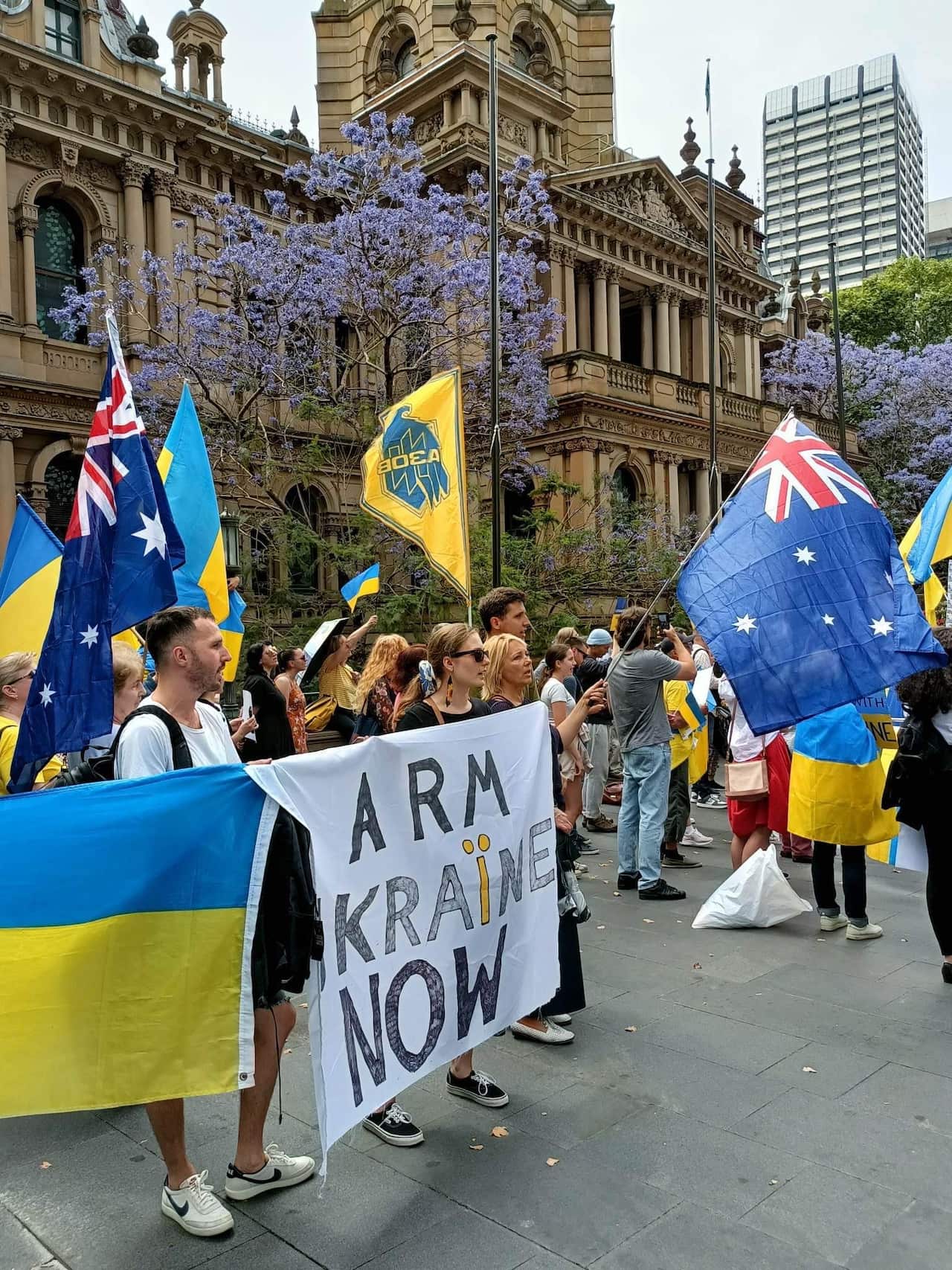 Anti-war and pro-Ukrainian protesters have gathered in Sydney..jpg