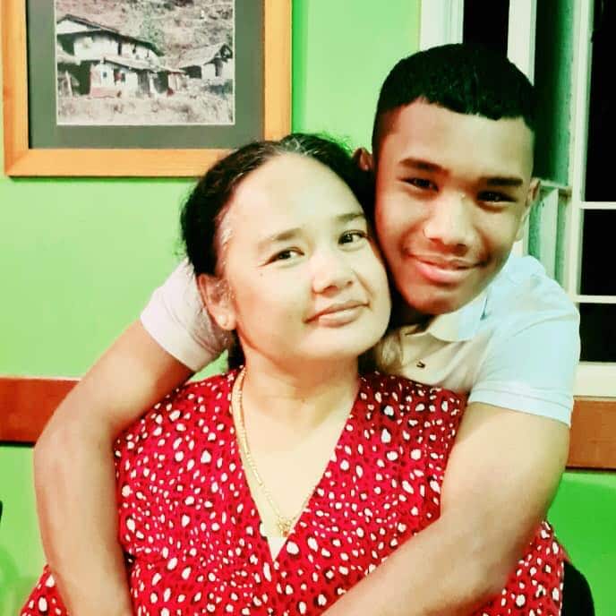 Anshu Ale with his mother Anita Adhikari Ale.