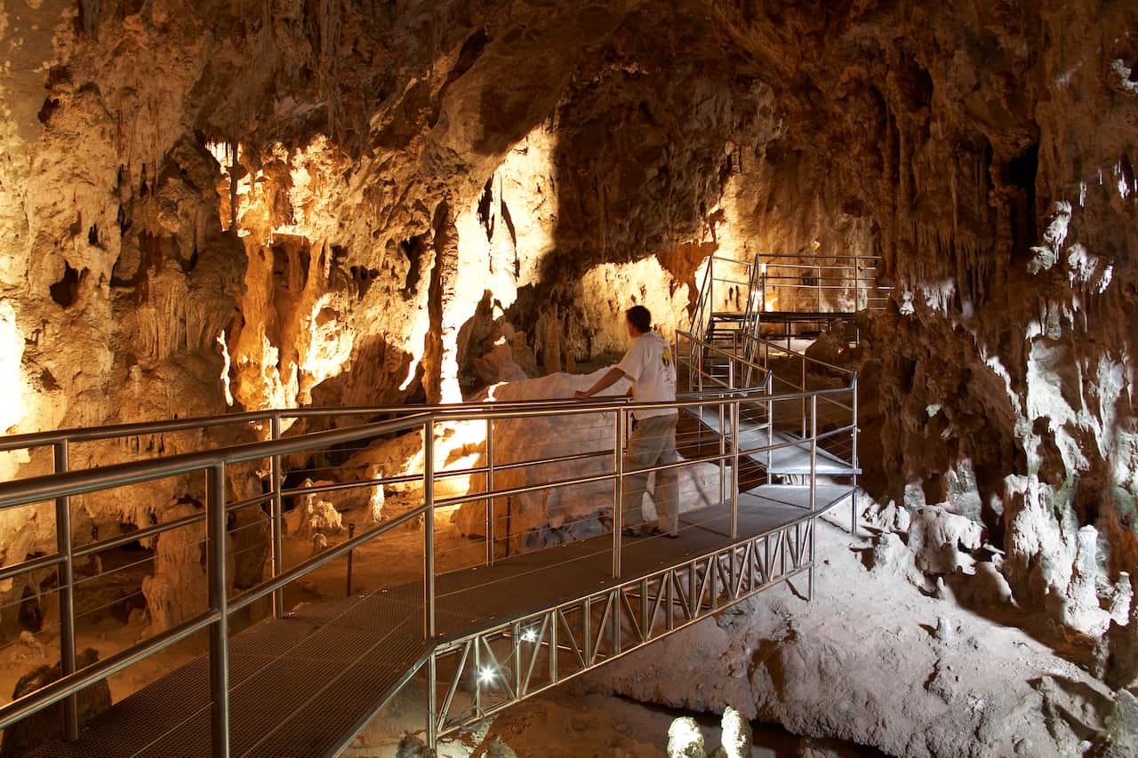 Man in Jenolan Caves, Australia