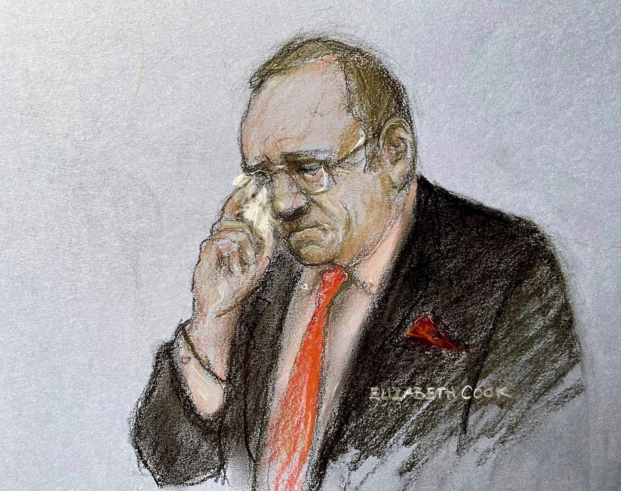 A court artist sketch of Kevin Spacey.