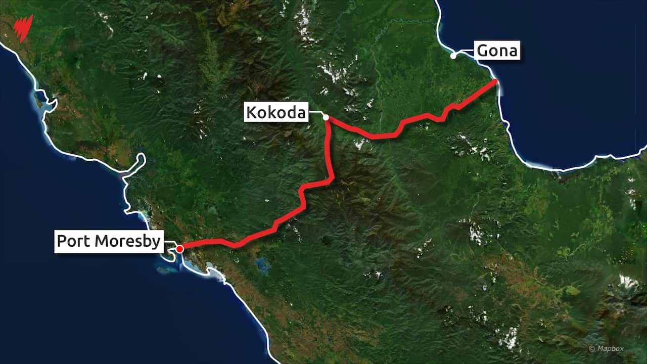 Map showing the Kokoda Track
