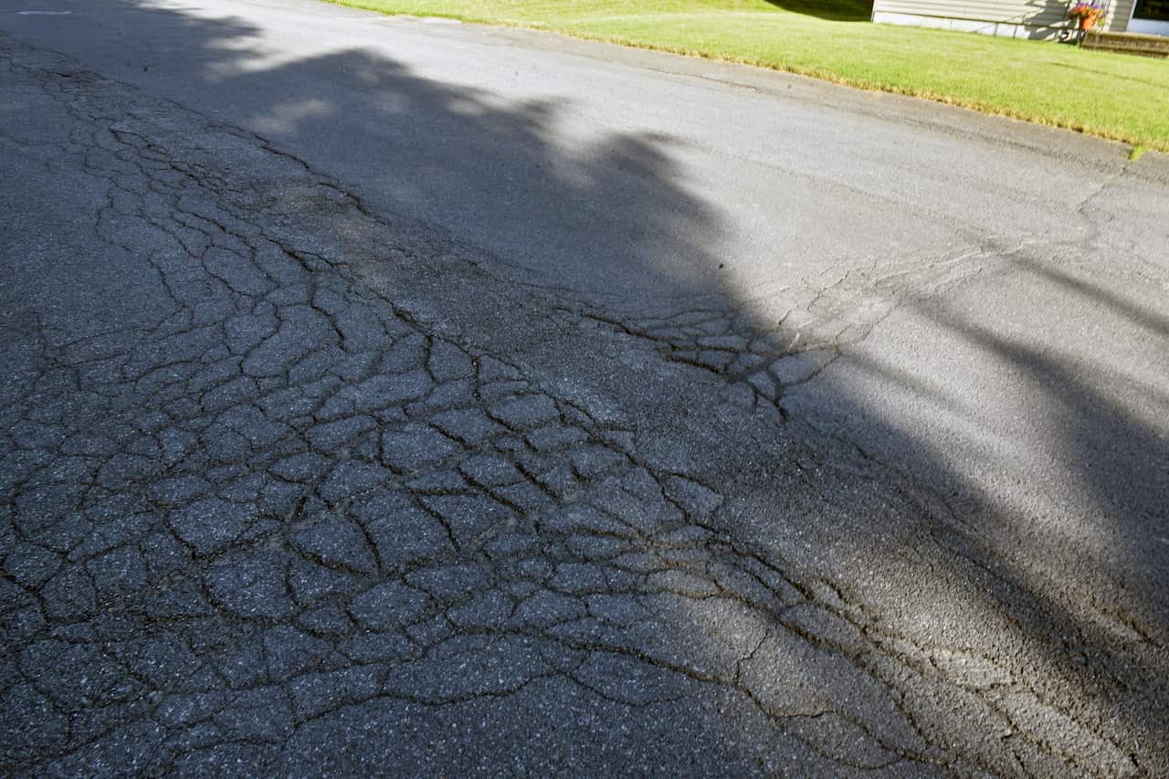 A cracking road pavement