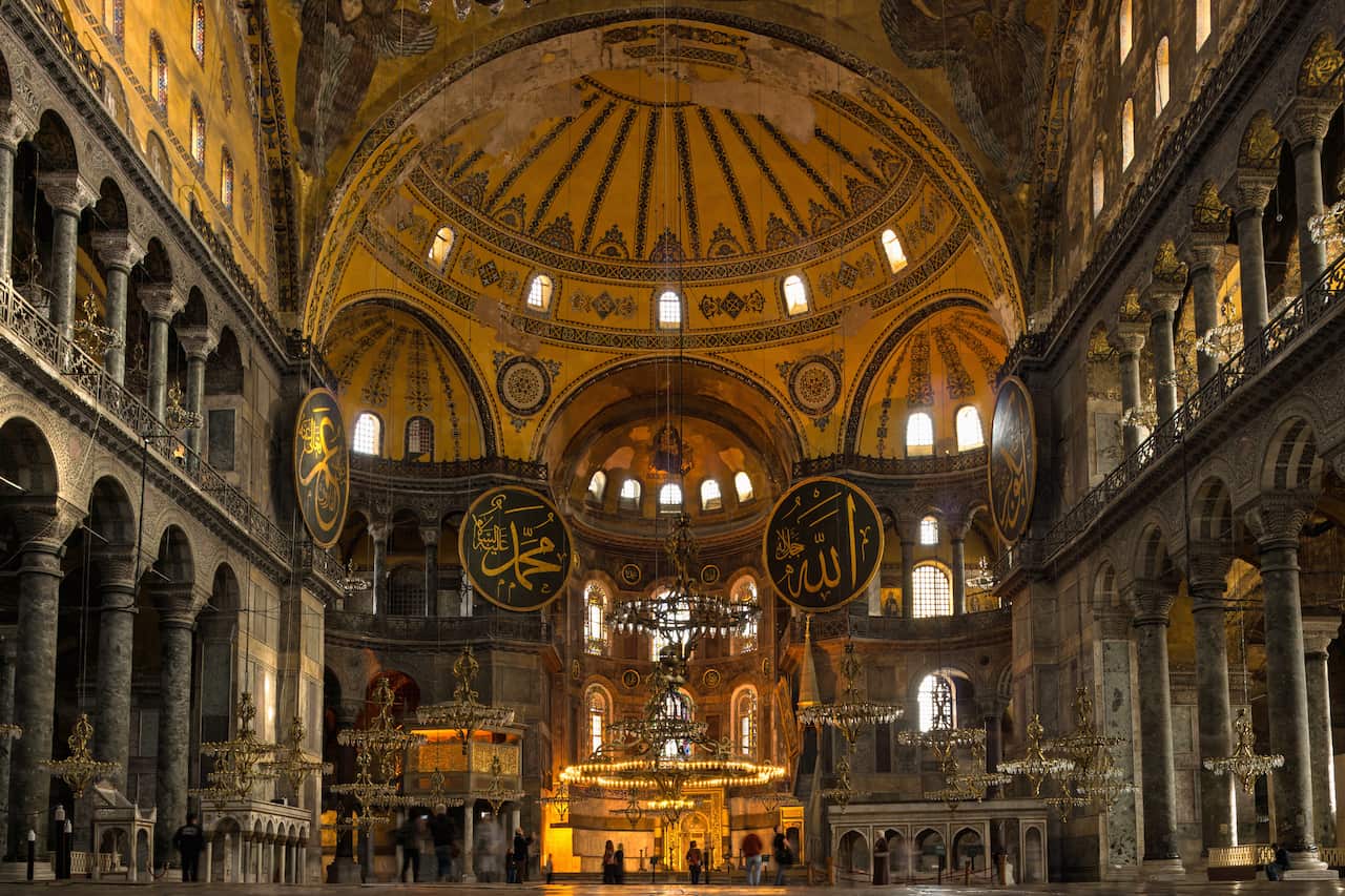 Interior of Hagia Sophia mosque 