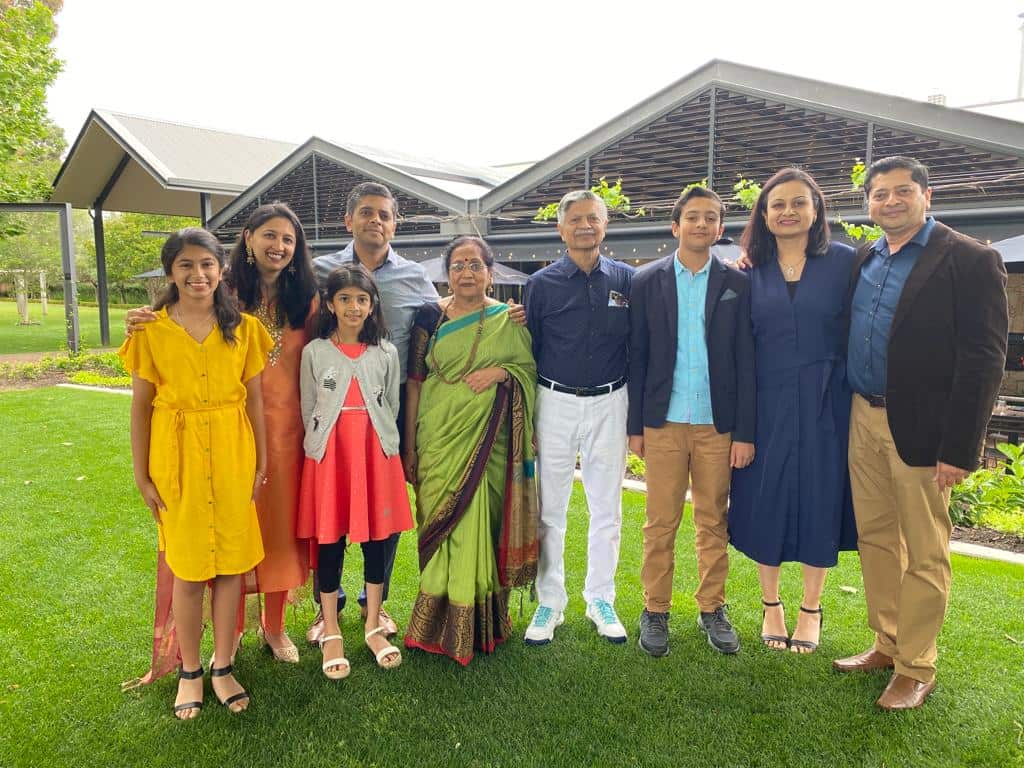 Bharti and Vipin Shah with their family in Australia.