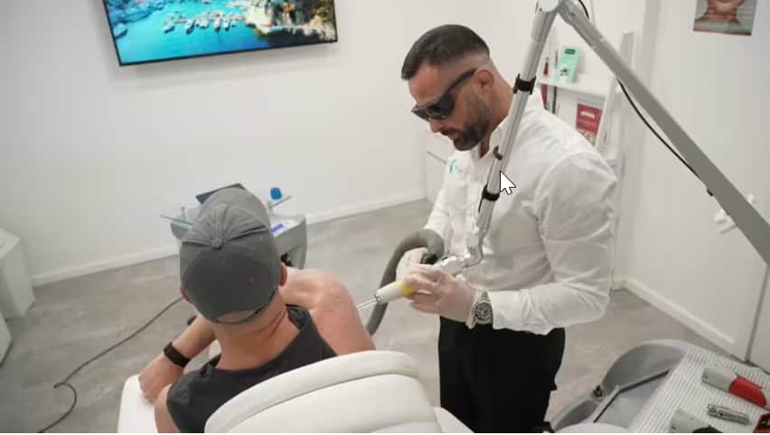 Mike Anderson says many people who visit their clinics for tattoo removal want to distance themselves from the beliefs some of the tattoos represent..png