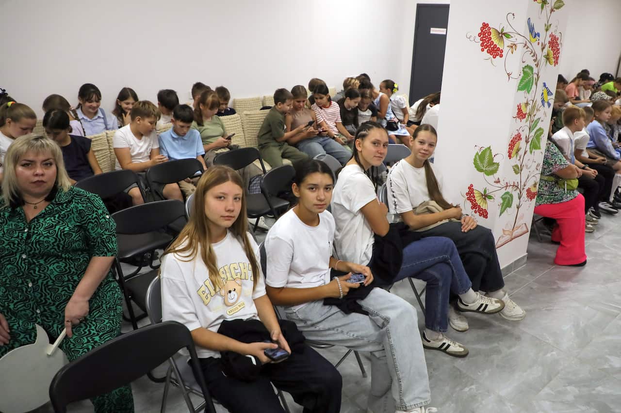 Kyiv schoolchildren in bomb shelter during air raid alert