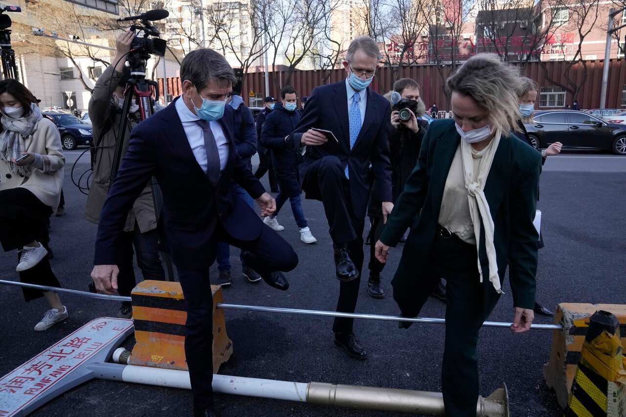 Australia's Ambassador to China outside the court in Beijing