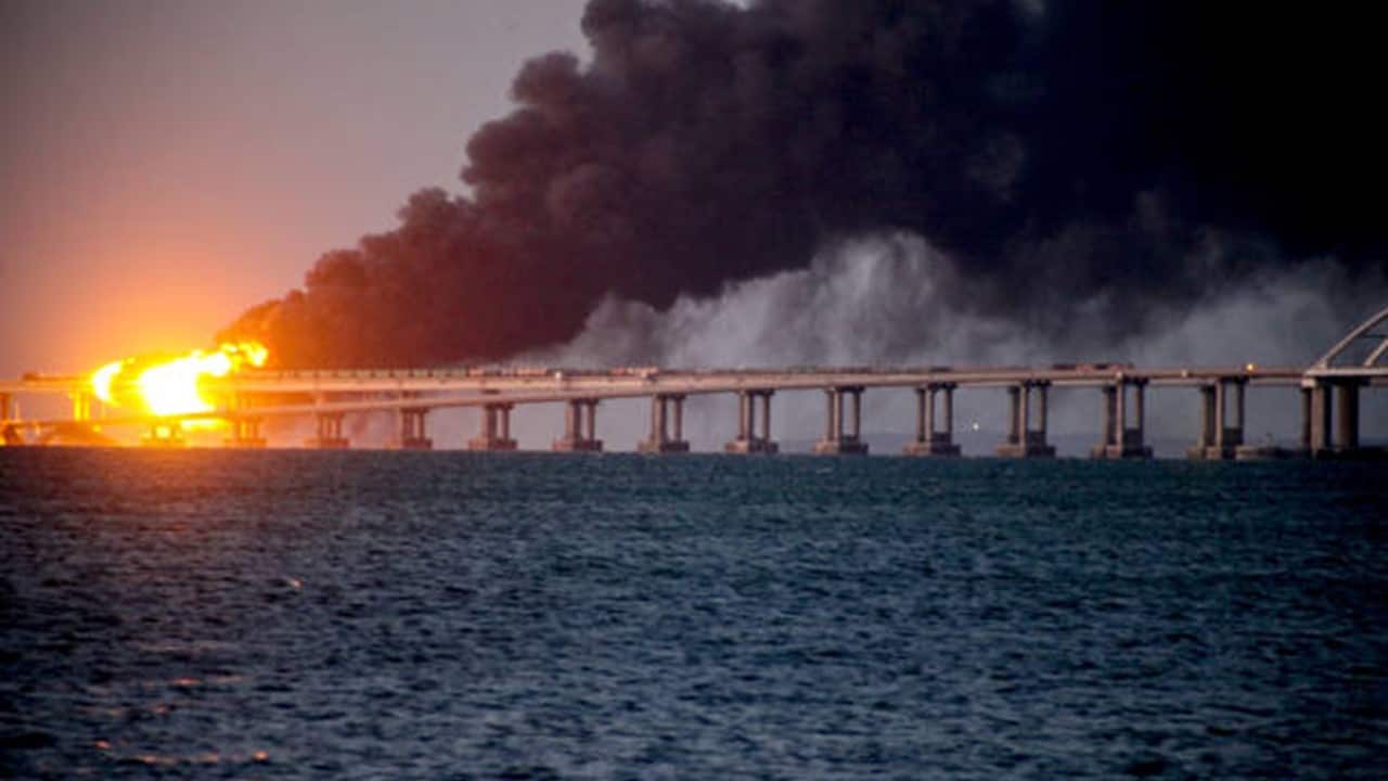 Explosion causes fire at the Kerch bridge in the Kerch Strait, Crimea.jpg