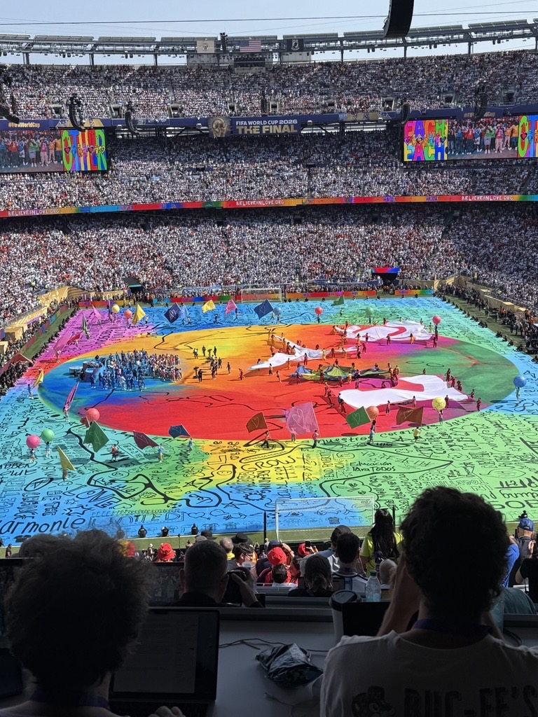 A photo of the World Cup 2026 final half time show taken from the stands