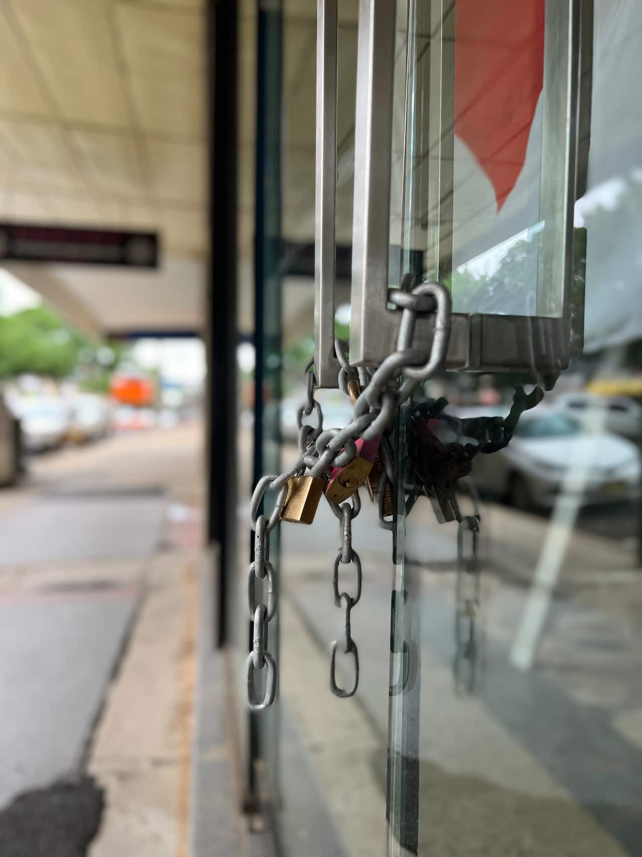A Lismore business with the door chained closed